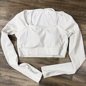 HALARA White Long Sleeve Crop Top